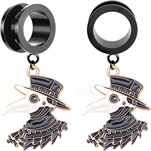 PHUSBLAY 2PCS Cool Ear Plugs Tunnels Hypoallergenic Ear Gauges 316 Stainless Steel Earring Expander Stretcher Piercing Body Jewelry (10mm(00g), Black-1) in Kuwait