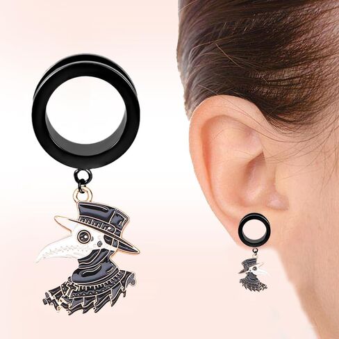 PHUSBLAY 2PCS Cool Ear Plugs Tunnels Hypoallergenic Ear Gauges 316 Stainless Steel Earring Expander Stretcher Piercing Body Jewelry (10mm(00g), Black-1) in Kuwait