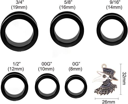 PHUSBLAY 2PCS Cool Ear Plugs Tunnels Hypoallergenic Ear Gauges 316 Stainless Steel Earring Expander Stretcher Piercing Body Jewelry (10mm(00g), Black-1) in Kuwait