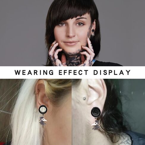 PHUSBLAY 2PCS Cool Ear Plugs Tunnels Hypoallergenic Ear Gauges 316 Stainless Steel Earring Expander Stretcher Piercing Body Jewelry (10mm(00g), Black-1) in Kuwait