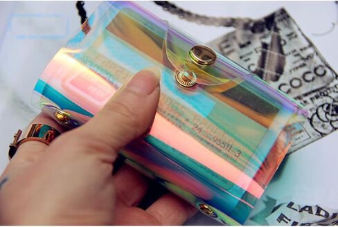 OULII شفافة حامل بطاقات الائتمان محفظة هولوجرام شفافة لتنظيم بطاقات الأعمال in Kuwait