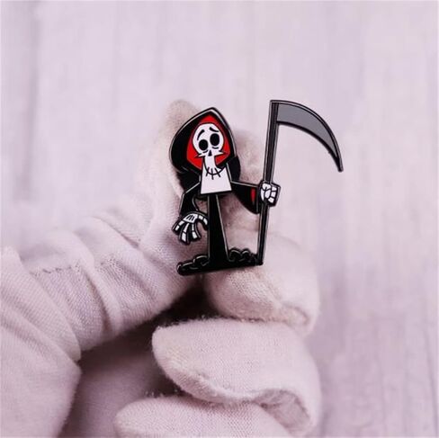 The Grim Reaper Enamel Pin Cartoon Movie Halloween Style Badges Lapel Pin Death Pin Brooch for Bags Cool Stuff Jewelry Accessories, Metal, no gemstone in Kuwait