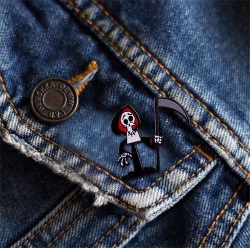 The Grim Reaper Enamel Pin Cartoon Movie Halloween Style Badges Lapel Pin Death Pin Brooch for Bags Cool Stuff Jewelry Accessories, Metal, no gemstone in Kuwait
