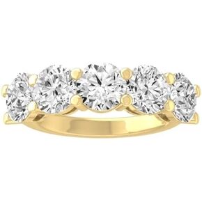 ARAIYA FINE JEWELRY 1/2 قيراط - 5 قيراط خاتم ألماس من خمسة أحجار للنساء | خاتم زفاف من الذهب الأبيض أو الأصفر الصلب عيار 14 قيراط | لون D-E ووضوح VS