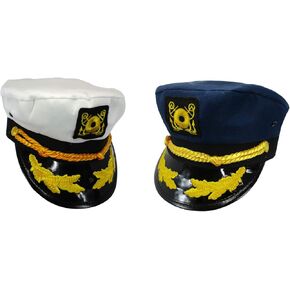 Adult Sailor Hat - Yacht Captain Hat - Nautical Navy Blue and White Admiral Boater Pilot Caps Set of 2 in Saudi Arabia