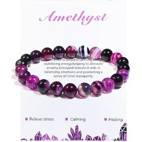 Pingyongchang تخفيف التوتر والقلق اليوغا كريستال سوار، أساور تعويذة للنساء الحجر الطبيعي شفاء كريستال هدايا عيد ميلاد للفتيات في سن المراهقة سوار اليشم للرجال in Kuwait