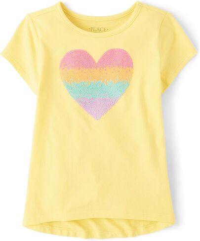The Children's Place Baby Girls' Short Sleeve High Low Top, Sun Valley Heart, Large in Saudi Arabia