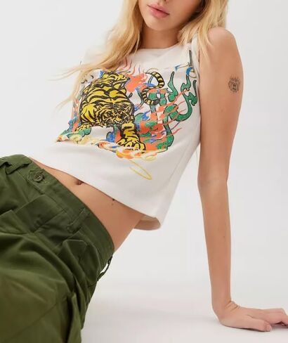 Baby Tees for Women Cute Tiger Graphic Short Sleeve T- Shirt Y2K Summer Crop Top for Teen Girls Aesthetic in Kuwait