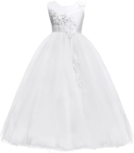 Flower Girl Lace Tulle Formal Dress Pageant Princess Long Dance Party Wedding Bridesmaid Evening Maxi Gown in Kuwait