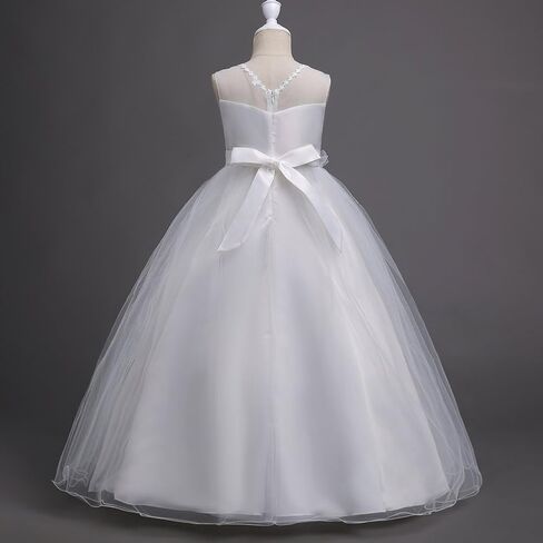 Flower Girl Lace Tulle Formal Dress Pageant Princess Long Dance Party Wedding Bridesmaid Evening Maxi Gown in Kuwait