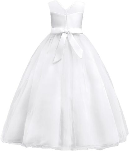 Flower Girl Lace Tulle Formal Dress Pageant Princess Long Dance Party Wedding Bridesmaid Evening Maxi Gown in Kuwait