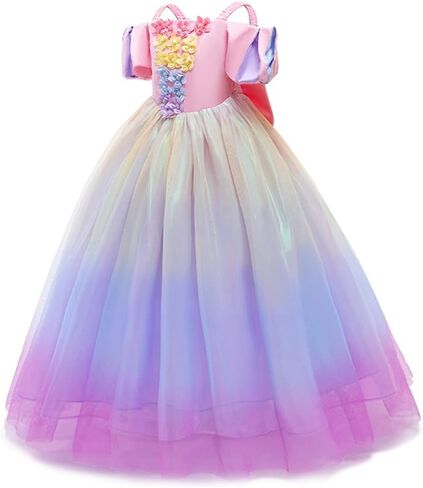 Flower Girl Lace Tulle Formal Dress Pageant Princess Long Dance Party Wedding Bridesmaid Evening Maxi Gown in Kuwait