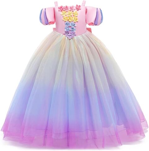 Flower Girl Lace Tulle Formal Dress Pageant Princess Long Dance Party Wedding Bridesmaid Evening Maxi Gown in Kuwait