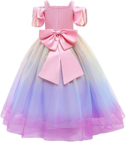 Flower Girl Lace Tulle Formal Dress Pageant Princess Long Dance Party Wedding Bridesmaid Evening Maxi Gown in Kuwait