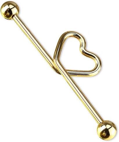 Pierced Owl 14GA Titanium Plated 316L Stainless Steel Curved Heart Industrial Barbell in Saudi Arabia