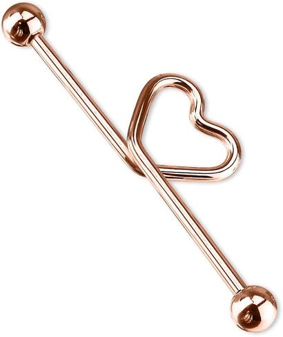 Pierced Owl 14GA Titanium Plated 316L Stainless Steel Curved Heart Industrial Barbell in Saudi Arabia