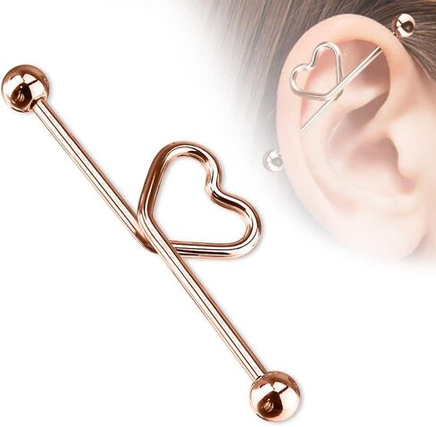 Pierced Owl 14GA Titanium Plated 316L Stainless Steel Curved Heart Industrial Barbell in Saudi Arabia