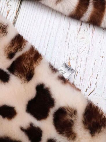 Jovono Women's Winter Fake Faux Fur Scarf Collar Leopard Plush Shawl Neck Warmer in Kuwait