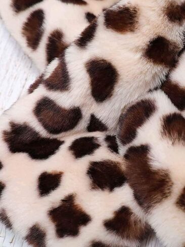 Jovono Women's Winter Fake Faux Fur Scarf Collar Leopard Plush Shawl Neck Warmer in Kuwait