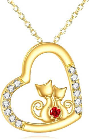 KECHO Gold Cat Necklace Gifts for Women 14K Gold Love Heart Cat Pendant Necklace Fine Gold Cats Jewelry Christmas Gifts for Mom Girls Mother Her in Kuwait
