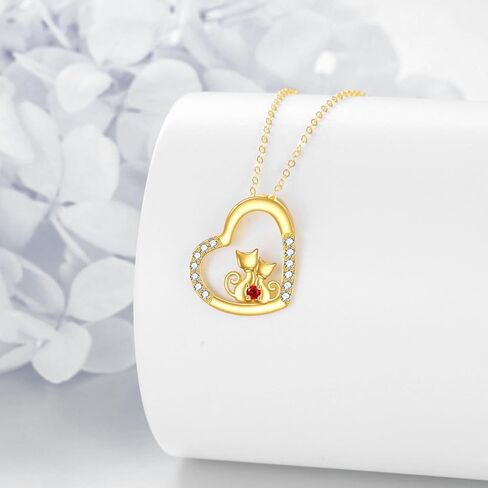 KECHO Gold Cat Necklace Gifts for Women 14K Gold Love Heart Cat Pendant Necklace Fine Gold Cats Jewelry Christmas Gifts for Mom Girls Mother Her in Kuwait