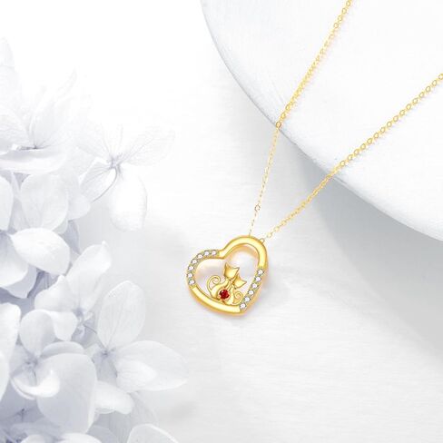 KECHO Gold Cat Necklace Gifts for Women 14K Gold Love Heart Cat Pendant Necklace Fine Gold Cats Jewelry Christmas Gifts for Mom Girls Mother Her in Kuwait