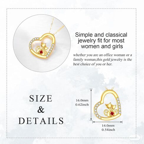 KECHO Gold Cat Necklace Gifts for Women 14K Gold Love Heart Cat Pendant Necklace Fine Gold Cats Jewelry Christmas Gifts for Mom Girls Mother Her in Kuwait