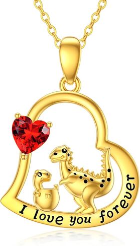 Aihpos 14K Solid Gold Dinosaur Necklace for Mother - Dainty Dinosaur Mother Child Pendant Necklace for Mama Wife Lover Mom Grandma, Gold, Cubic Zirconia in Kuwait