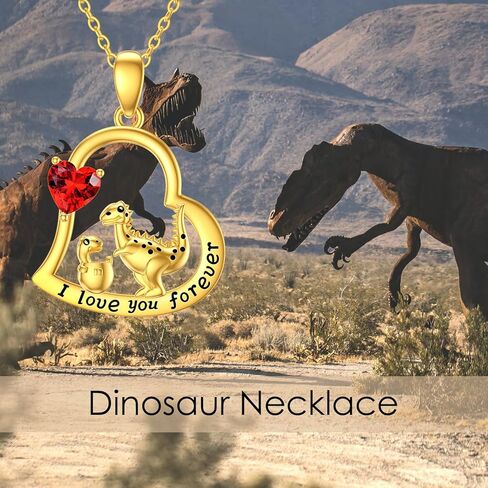 Aihpos 14K Solid Gold Dinosaur Necklace for Mother - Dainty Dinosaur Mother Child Pendant Necklace for Mama Wife Lover Mom Grandma, Gold, Cubic Zirconia in Kuwait