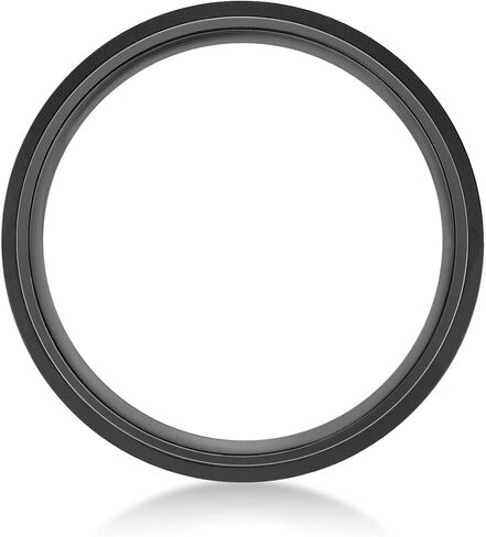 Metro Jewelry Black Zirconium or Stainless Steel Classic Beveled Edge Band Ring for Men - 8 MM Wide Ring - Anniversary Ring Size 7 to 12 in Saudi Arabia