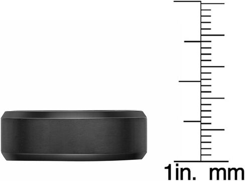 Metro Jewelry Black Zirconium or Stainless Steel Classic Beveled Edge Band Ring for Men - 8 MM Wide Ring - Anniversary Ring Size 7 to 12 in Saudi Arabia
