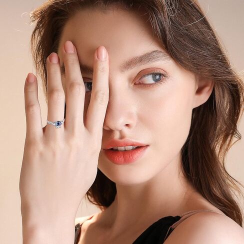 Twoowl Celtic Knot Heart Crown Rings For Women Sterling Silver With Blue Heart Crystal Irish Adjustable Wedding Band Finger Wrap Around Hug Rings, Non-Precious Metal, Crystal in Saudi Arabia