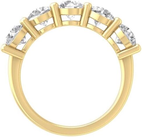 ARAIYA FINE JEWELRY 1/2 قيراط - 5 قيراط خاتم ألماس من خمسة أحجار للنساء | خاتم زفاف من الذهب الأبيض أو الأصفر الصلب عيار 14 قيراط | لون D-E ووضوح VS in Kuwait