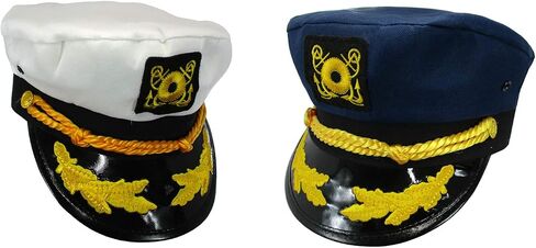 Adult Sailor Hat - Yacht Captain Hat - Nautical Navy Blue and White Admiral Boater Pilot Caps Set of 2 in Saudi Arabia