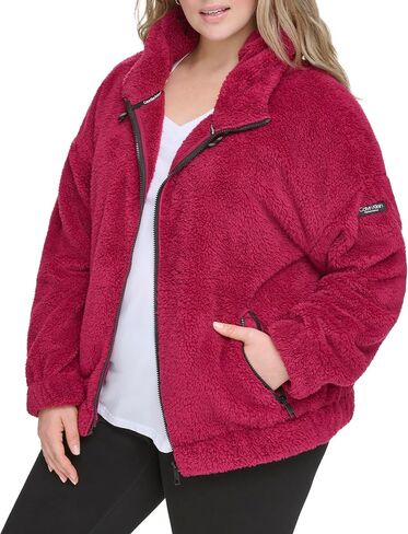 Calvin Klein womens Rope Detail Oversized Hoodie Sherpa Zip Up Jacket Jacket in Saudi Arabia