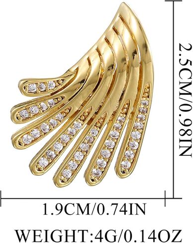 Aksod Gold Wing Earrings Stud Irregular Angel Wing Crystal Earrings Glitter Rhinestone Ear Pin Retro Trendy Jewelry for Women and Girls, Zinc, No Gemstone in Kuwait