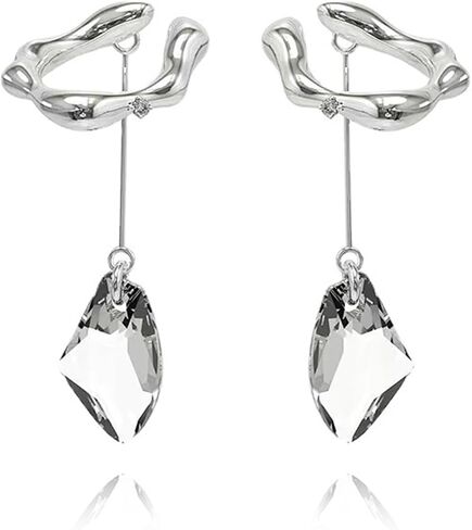 RCHENGYANUIMA Metal Tassel Crystal Geometric Sliver Color Long Ear Bone Clip Ear Cuff for Women Girls Non Piercing Party Jewelry in Kuwait