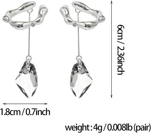 RCHENGYANUIMA Metal Tassel Crystal Geometric Sliver Color Long Ear Bone Clip Ear Cuff for Women Girls Non Piercing Party Jewelry in Kuwait