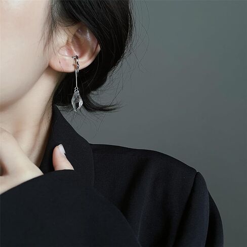RCHENGYANUIMA Metal Tassel Crystal Geometric Sliver Color Long Ear Bone Clip Ear Cuff for Women Girls Non Piercing Party Jewelry in Kuwait