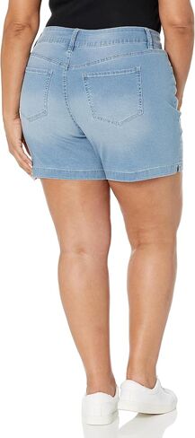 Royalty For Me Womens High Rise Plus Size Essential 2-Button Side Slit Hem Shorts, Midnight Sky Blue Rips, 22W in Saudi Arabia