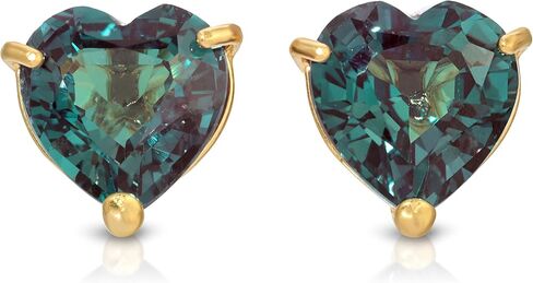 Galaxy Gold GG 14K Solid Gold Stud Earrings with Heart Shape Genuine Brilliant Cut Lab. Grown Alexandrite (Grade AAA) in Saudi Arabia