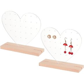 PH PandaHall 2 مجموعات منظم القرط الاكريليك، على شكل قلب الأقراط Pegboard حامل حامل واضح القرط تخزين المجلس مع 28 ثقوب للنساء مضمد منضدة منظم المجوهرات كونترتوب in Saudi Arabia