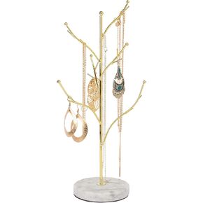 SUNNYDATE Jewelry Stand Organizer, Metal Jewelry Display Holder for Necklace, Earring and Accessories (Tree-shape with White Marble Resin) in Saudi Arabia