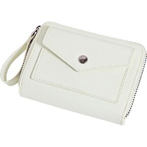 ANBENEED Women Small Envelope Leather Wallet RFID Blocking Bifold Wristlet Zipper Wallets For Women With ID Window Coin Pocket