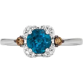 خاتم LeVian من الذهب عيار 14 قيراط والأحجار الكريمة و1/10 قيراط من الألماس الأبيض/البني (G-H ولون بني فاخر، وضوح VS2-SI1 وSI1-SI2) - اختيار الحجر in Saudi Arabia