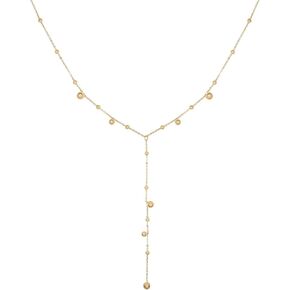 Cosfog Dainty Long Gold Y Necklaces for Women, Trendy Y Necklace Small Golden Ball 18k Gold Plated Beaded Drop Necklaces Simple Pendant Y-Shaped Choker Chain Jewelry Gift Wedding, Titanium Steel, in Kuwait