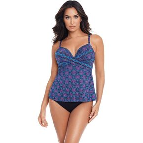 Miraclesuit Women's Swimwear Allura Underwire Foam Cup Adjustable Strap Tankini Bathing Suit TopBathing Suit Top