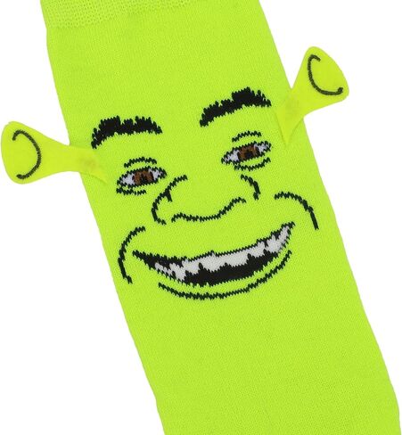 Shrek Fiona & Shrek Faces With 3D Ears Men's Green Casual Crew Socks in Saudi Arabia