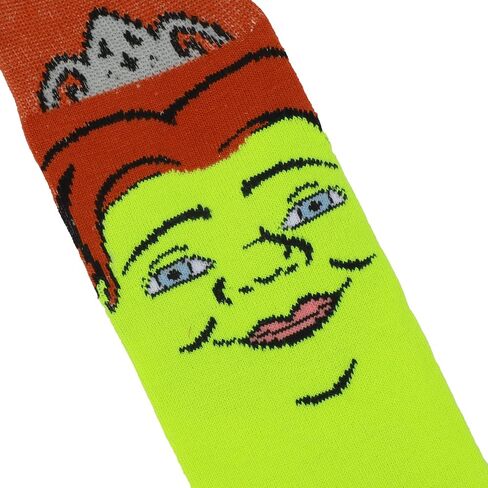 Shrek Fiona & Shrek Faces With 3D Ears Men's Green Casual Crew Socks in Saudi Arabia