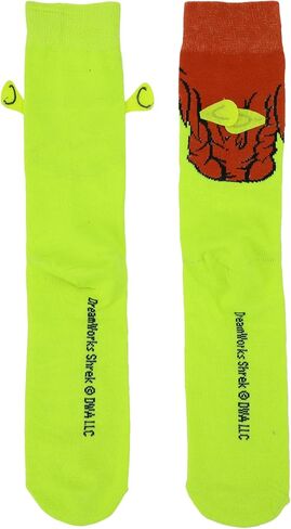 Shrek Fiona & Shrek Faces With 3D Ears Men's Green Casual Crew Socks in Saudi Arabia